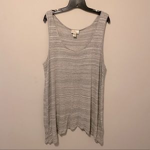 Marbled gray, shark-bite hem, knit tank top Kenar 3x